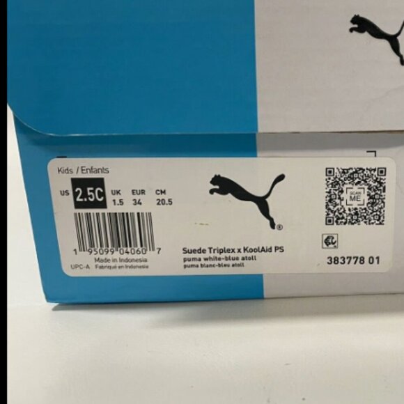 Puma Kool-Aid Suede Blue Youth Kids Sneakers Size 2.5C w/Box - Picture 10 of 11